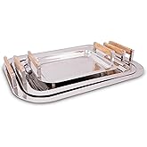 Decorative Silver Tray by Objet D’Art, Verona Beaufort Round Bar Tray for Living Room, Ottoman and Coffee Table, Trays for Ca