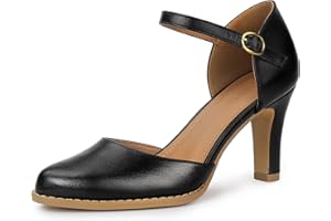 IDIFU IN3 Closed Toe Chunky High Heels Comfortable Dress Shoes for Women Pumps Vintage Heels Dressy Wedding Prom Bridal Party Work Office Business D'Orsay Pumps Shoes