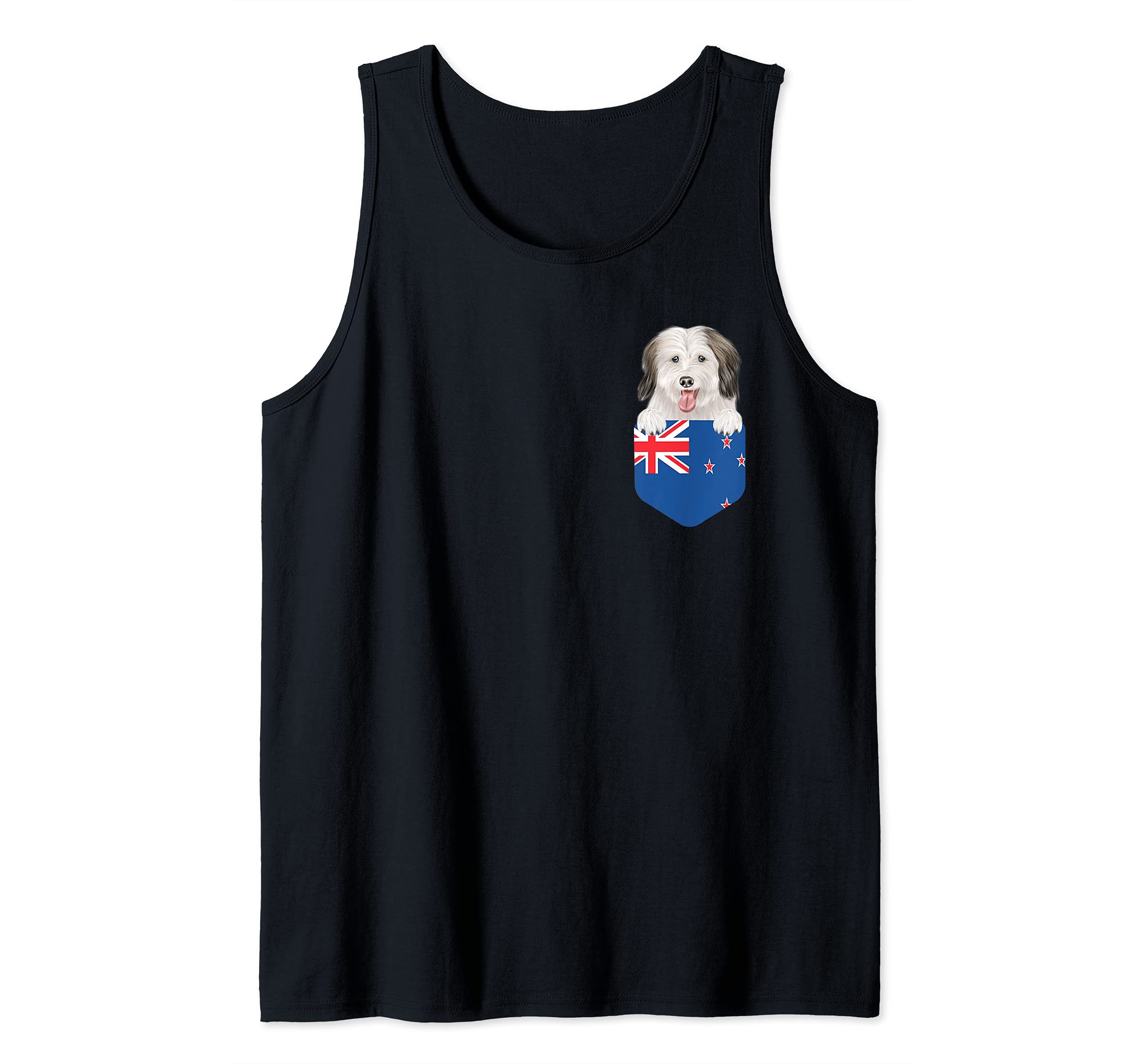 New Zealand Flag Coton de Tulear Dog In Pocket Tank Top