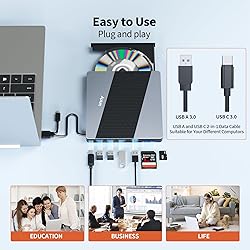 Alxum External CD Drive, 8 in 1 External DVD Drive