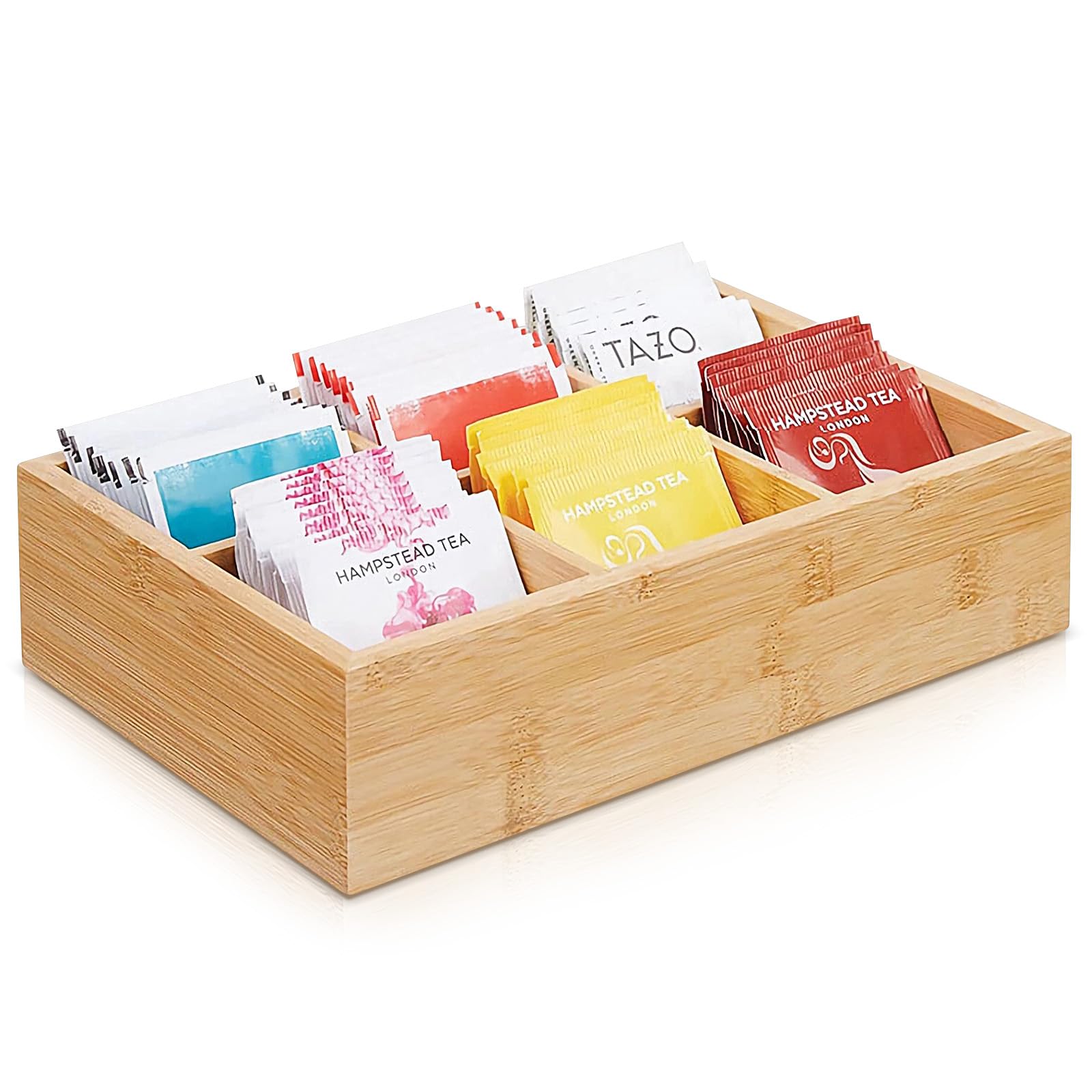 Photo 1 of Tea Organizer,Bamboo Divided Tea Bag Container for Drawer,Tea Bag Storage Holder for Office Kitchen Countertop Cabinet Pantry Drawer