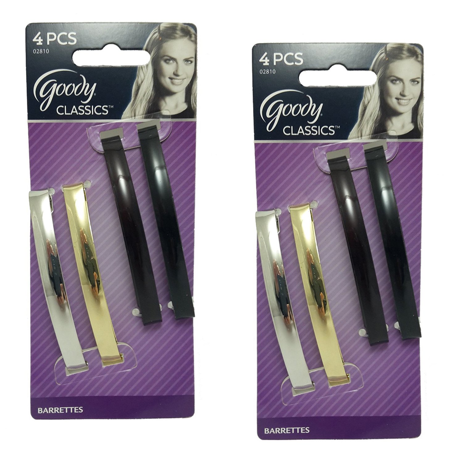 Goody Womens Classic Metal Domed Barrettes (3-1/4 inches) ([2 Pack of 4) : Hair Barrettes : Beauty