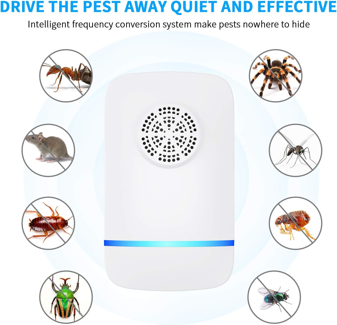 6 Packs Ultrasonic Pest Repeller, 2020 Electronic Pest Repellent Plug in Indoor Pest Control for Insect, Roach, Mice, Spider, Ant, Bug, Mosquito Repellent for House, Garage, Warehouse, Office, Hotel: Health & Personal Care