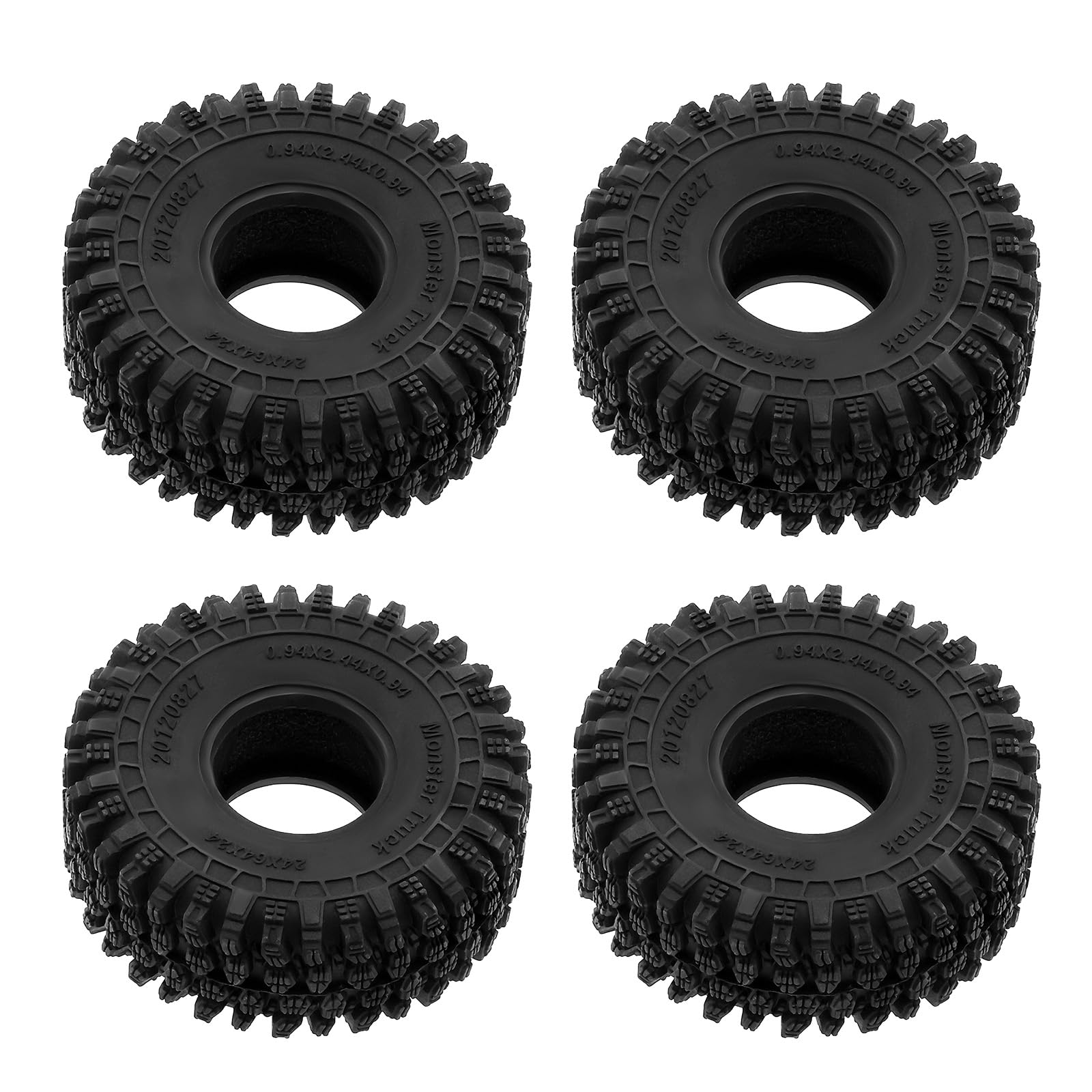 eMagTech 4pcs 1.0 Crawler Tires 64 x 24 mm T1011 Crawler Wheels RC Crawler Car Compound Rubber Tires Compatible with Axial SCX24 AX24 Bronco Gladiator Deadbolt