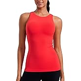 CRZ YOGA Butterluxe High Neck Tank Tops for Women - Racerback Workout Padded Yoga Athletic Camisole with Built in Bra