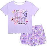 Play Tailor Girls Pajamas for Toddler Ruffled Kids Pajamas Set Short Sleeves Summer Pjs Sleepwear for Girl