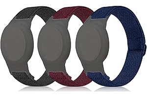 Afoskce Elastic Airtag Bracelet for Kids， Nylon GPS Tracker Holder Protective Case Compatible with Apple Air Tag,Adjustable Anti Lost Airtag Watch Band for Kids Children Elders，3 Pack