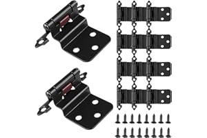 Inset Cabinet Hinges Matte Black - 3/8" Inset Cabinet Door Hinge,32 Pack Hinges for Kitchen Cabinet Self-Closing Cabinet Hing
