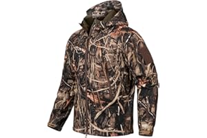 ReFire Gear Men's Soft Shell Military Tactical Jacket Outdoor Camouflage Hunting Fleece Hooded Coat
