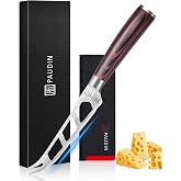 PAUDIN Cheese Knife, 5&rdquo; Serrated Knife for Block Cheese,Sharp Tomato Knives | Non Stick Blade, High Carbon Steel Ultra Sharp Small Kitchen Knife, Ergonomic Pakkawood Handle