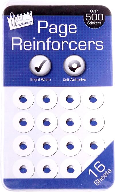 Just Stationery Hole Reinforcers Label White 512 Punched Paper Ring Binder
