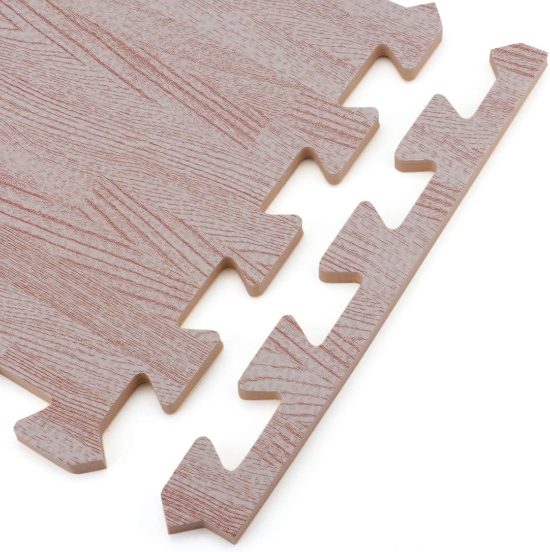 Tebery 16 Pieces Printed Wood Grain Floor Tiles 3/8-Inch Thick EVA Foam Puzzle Floor Mat (White Wood) : Sports & Outdoors