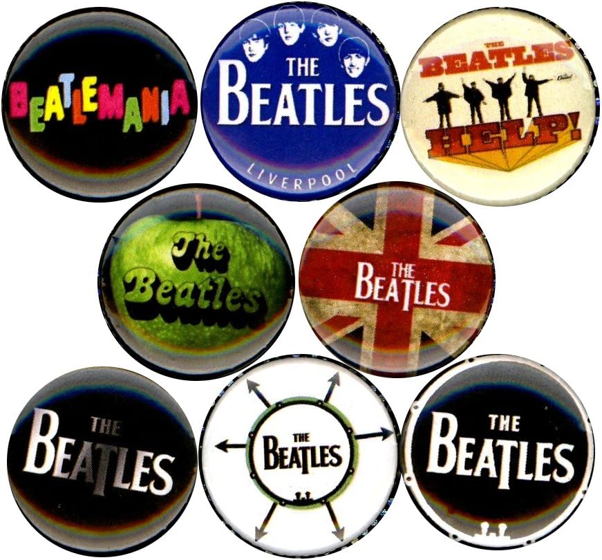 The Beatles x 8 NEW 1 inch pins buttons badge beatlemania logos stocking stuffer