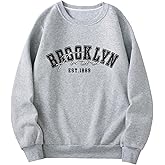 VIPWOLF Men's Crewneck Preppy Sweatshirts Letter Graphic Long Sleeve Casual Fall Pullover Tops