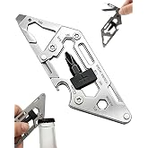 1 Pack 7 in 1 Carabiner Multitool,Stainless Steel Pocket Utility Tool | with Screwdriver,Bottle Opener,Wrenches,Portable EDC Gadget for Hiking and Survival Gear,Gifts for Men