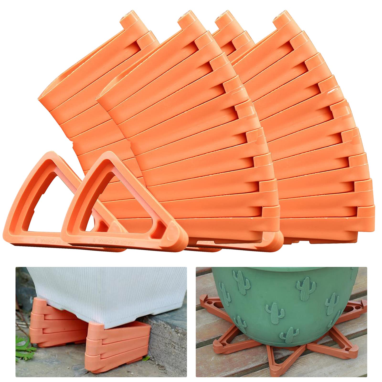 SIYANO 48 Pcs Plant Pot Feet, Triangle Flower Pot Stand Invisible Flower Pot Risers Feet, Lifters Non-slip Pot Toe Supports Small to Large Flower for Indoor Outdoor Plant Container