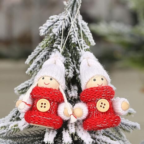 Fidgetgear Christmas Decoration Knitted Buttons Small Doll Pendant