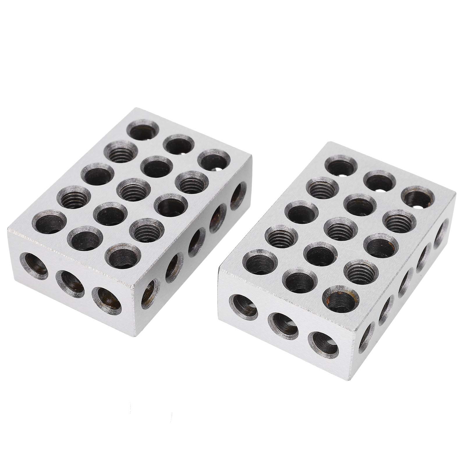 123 Blocks 2Pcs 1-2-3 Precision Blocks Ultra Precision 1 2 3 Blocks Metric Matched Machinist 123 Hardened Steel Milling Tool, Gauge Parallel Clamping Block Lathe Tools with 23 Holes, 2.5 x 5 x 7.5cm