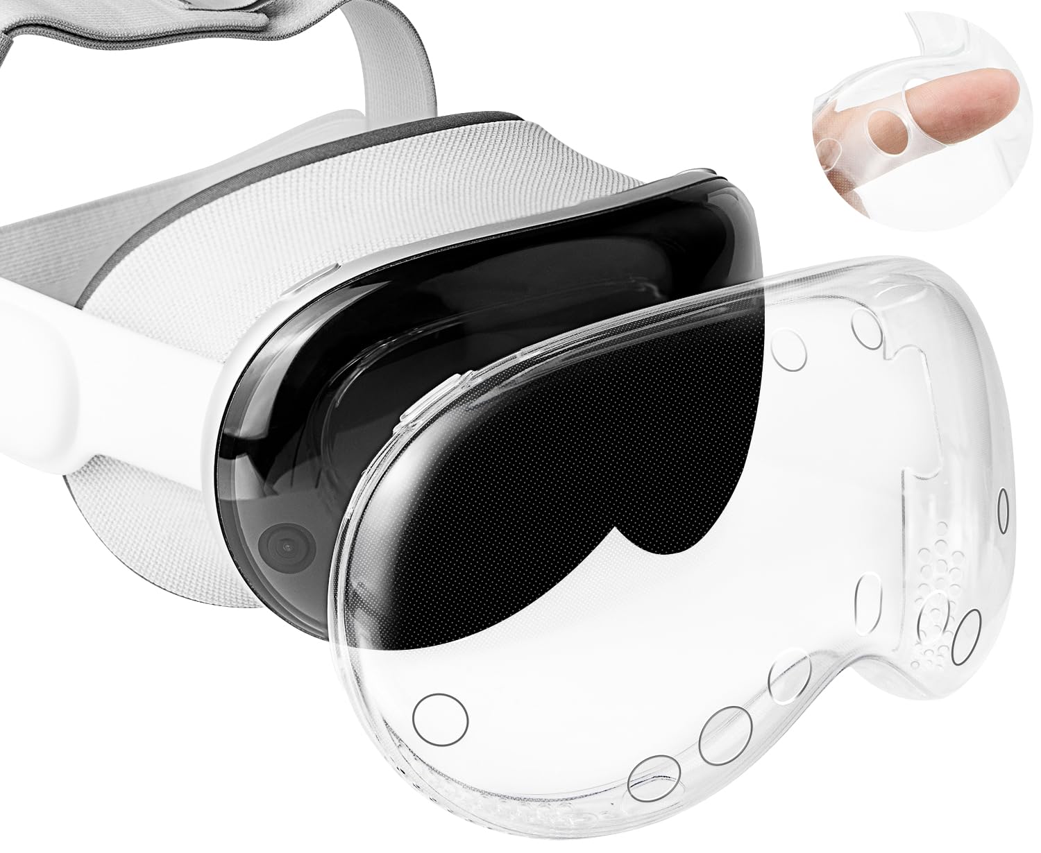 SOULWIT TPU Protective Case Cover for Apple Vision Pro VR Headset, Durable & Slim Fit Screen Protector Accessory, Without Affecting Tracking Scans - Holed