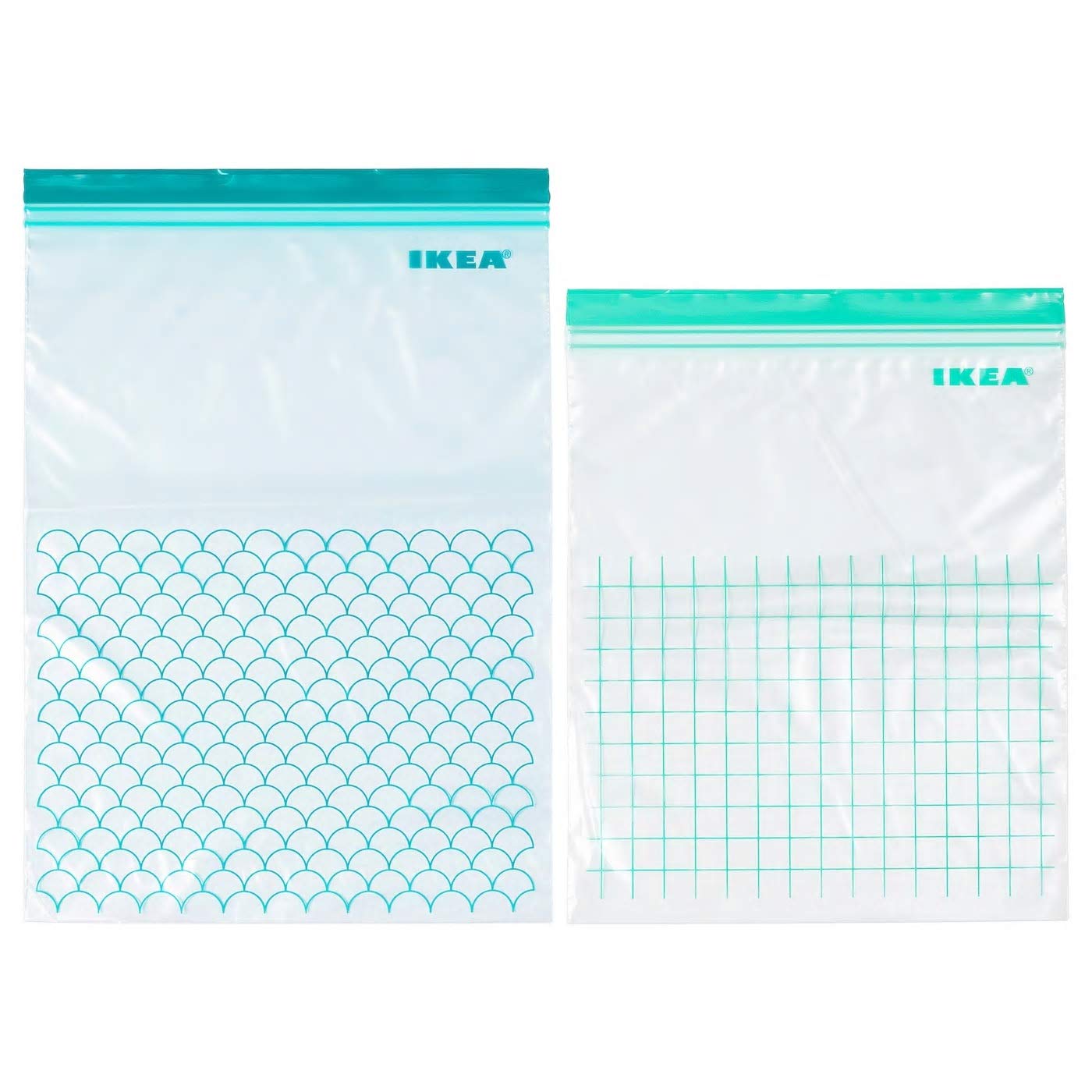 Resealable Bag, Turquoise, Light Turquoise 30 Pack, Materials Polyethylene Plastic, Comprises: 15 Bags 6 Liters (28.5x41 cm) and 15 Bags 4.5 Liters (27x34 cm). (1)