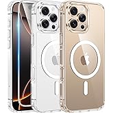 FNTCASE for iPhone 16 Pro-Max Case Compatible with Magsafe Clear Phonecase | Screen Protector, Military Grade Drop Protection, Slim Magnetic Phone Cases, Shockproof Bumper, Transparent Cell Cover