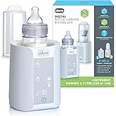 Chicco Digital Bottle Warmer & Sterilizer for Baby Bottles, Baby Food Jars, and Milk Bags | Eliminates 99.9% of Germs | 4 Heating Options | Digital Touchscreen | Automatic Shut-Off & Sound Alert