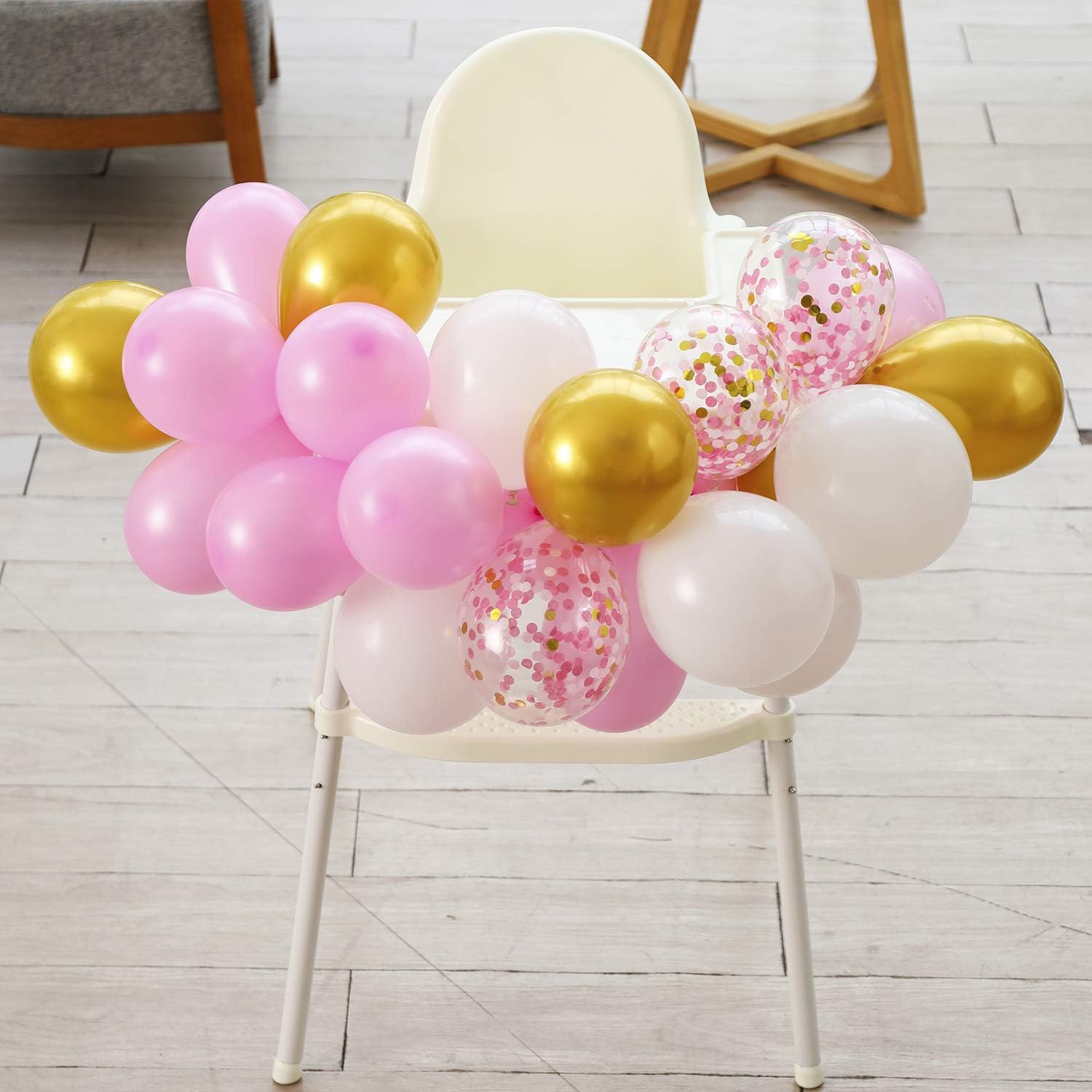 High Chair Balloon Garland Kit, 5INCH Pink and Gold Mini
