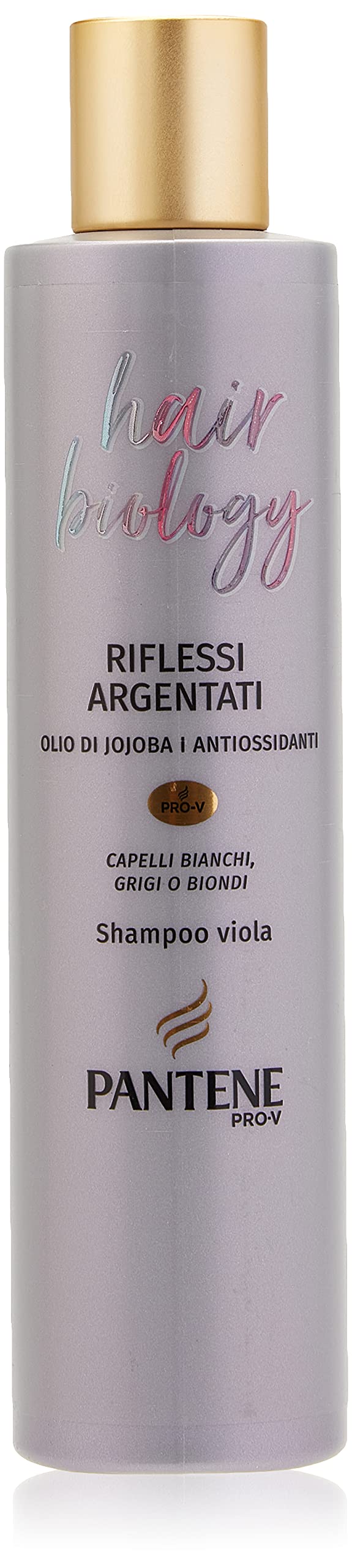 Pantene Pro-V Anti-Yellow Shampoo Professional Hair Shampoo for White, Grey or Blonde Hair, Hair Biology Silver Reflections, 250 ml