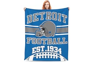 TOUVCRD Detroit Fans Blanket Gifts 50x60 inches Soft Lightweight Flannel Throw Blanket for Men Women Youth Kids Classic Football Team Color Blankets for Sofa Bed Bedroom Living Room