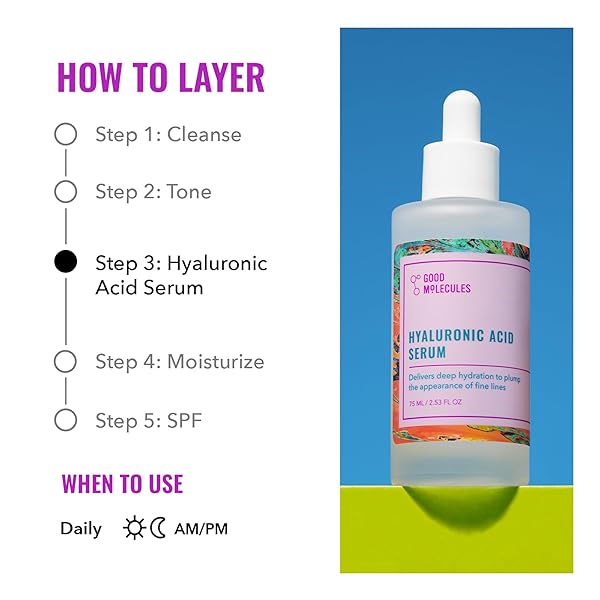 GOOD MOLECULES HYALURONIC ACID SERUM – 1% HYALURONIC ACID NON-GREASY ULTRA HYDRATING SERUM FACIAL MOISTURIZER FOR PLUMPER SKIN, SKIN CARE FOR FACE
