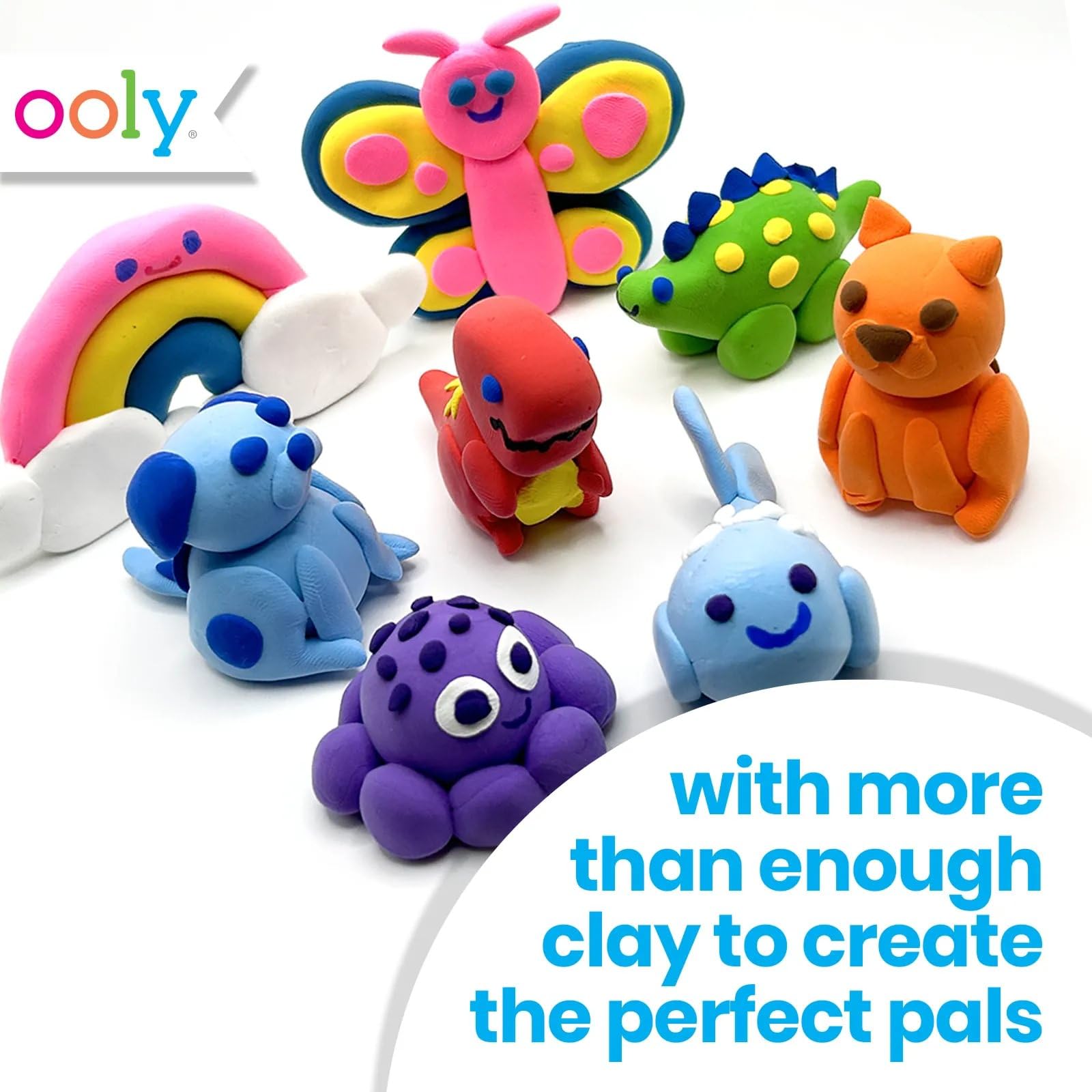 Ooly Creatibles, 16 Colors Air Dry Clay Expansion Set for Kids Crafts, Modeling Clay in 16 Colors, 4 Tubs, Airdry DIY Art Expansion Set Summer Crafts for Kids Ages 6 and Up