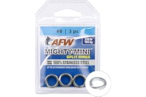 AFW American Fishing Wire Mighty Mini Stainless Steel Split Rings, 3 Times Stronger Than Brass, Superior Holding Power for Fisherman and Outdoorsman - 100pcs in Bright Stainless Steel and Gunmetal Black