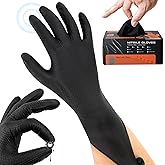 wcy Anboson 9 Mil Latex Free Disposable Nitrile Gloves - Black, M, 30PCS (Diamond Grip for Mechanics/Automotive/Industrial/Garden Rubber Gloves for Men, Touchscreen Compatible)