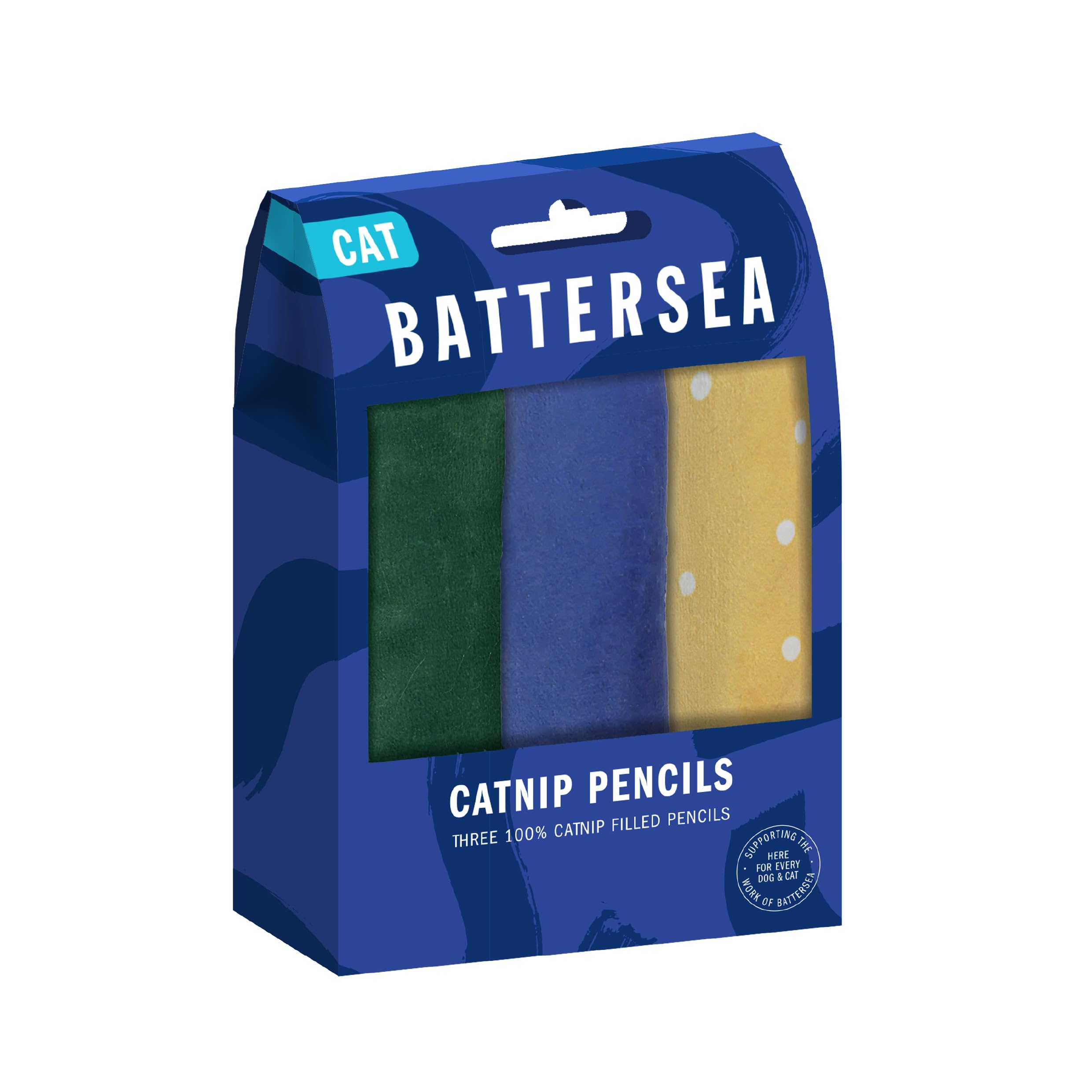 Rosewood Battersea Catnip Pencils Toy - Catnip Infused Toys for Cats & Kittens, Blue/Green/Yellow, Interactive Play, 3cm x 10cm, Engaging and Fun