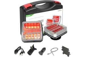 Agrieyes Wireless Trailer Lights, Magnetic LED Trailer Light Rechargeable, Portable Tow Lights Kit for Trucks, Wrenker, Boat, RV, Caravan, DOT Compliant