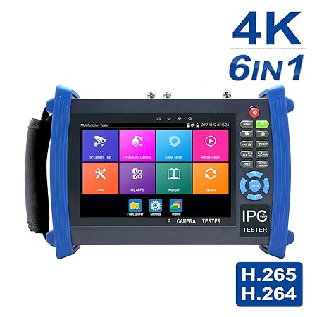 Überwachungskamera-Tester, 7-Zoll-1080p-Retina-Display, 6-in-1-IP-Kamera-Tester mit SDI/TVI/AHD/CVI/POE/WIFI / 4K H.265 / HDM