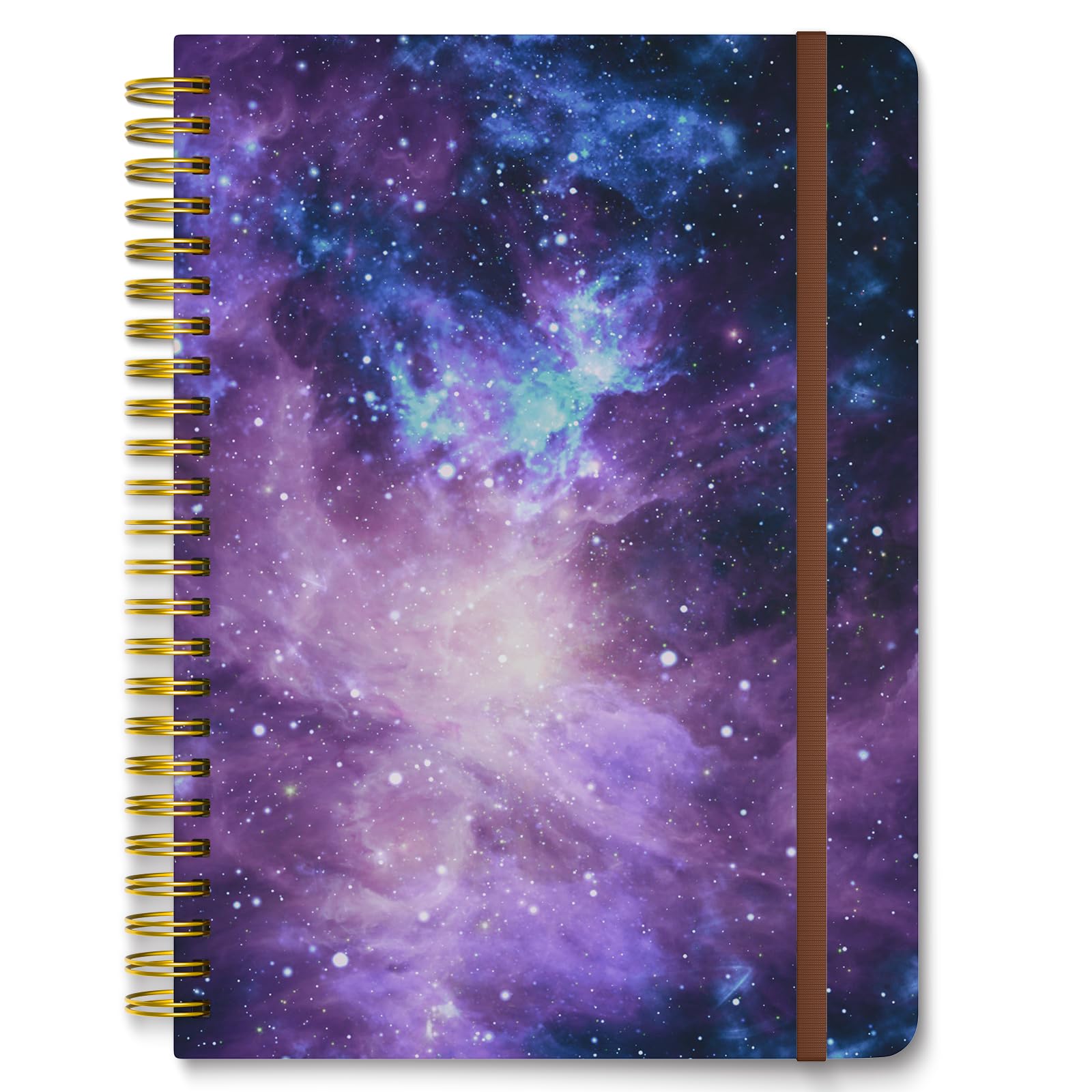 Hnogri Spiral Journal Notebook, Hardcover Lined Journal for Women, Medium 6 x 8.4 in, 160 Pages Thick Paper, Cute A5 College Ruled Notebooks for Journaling Writing Work Office School, Night Sky
