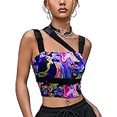 CYCLAMEN Women's Buckle Tank Tops Sleeveless Tube Crop Cami Tops Rave Gothic Punk Streetwear Shirt