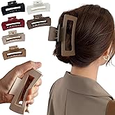 6 Pcs Square Soft Silicone Hair Claw Clips Nonslip Acrylic Shark Hair Clips for Women Soft Bump Proof Design Large Claw Clips for Thick Hair Flexible Cozy Claw Clips