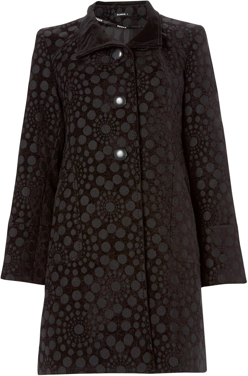 Roman Women's Spotty Jacquard Coat Black Size XXL Amazon.co.uk Clothing