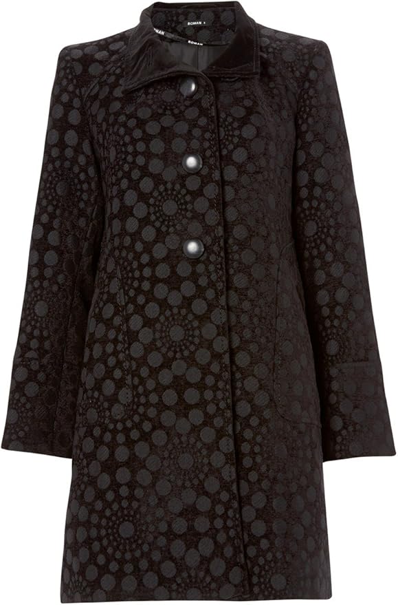 Roman Women's Spotty Jacquard Coat Black Size XXL Amazon.co.uk Clothing