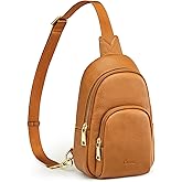 S-ZONE Leather Sling Bag for Women Men RFID Blocking Small Crossbody Sling Backpack Purses Chest Bags Travel Cycling Hiking