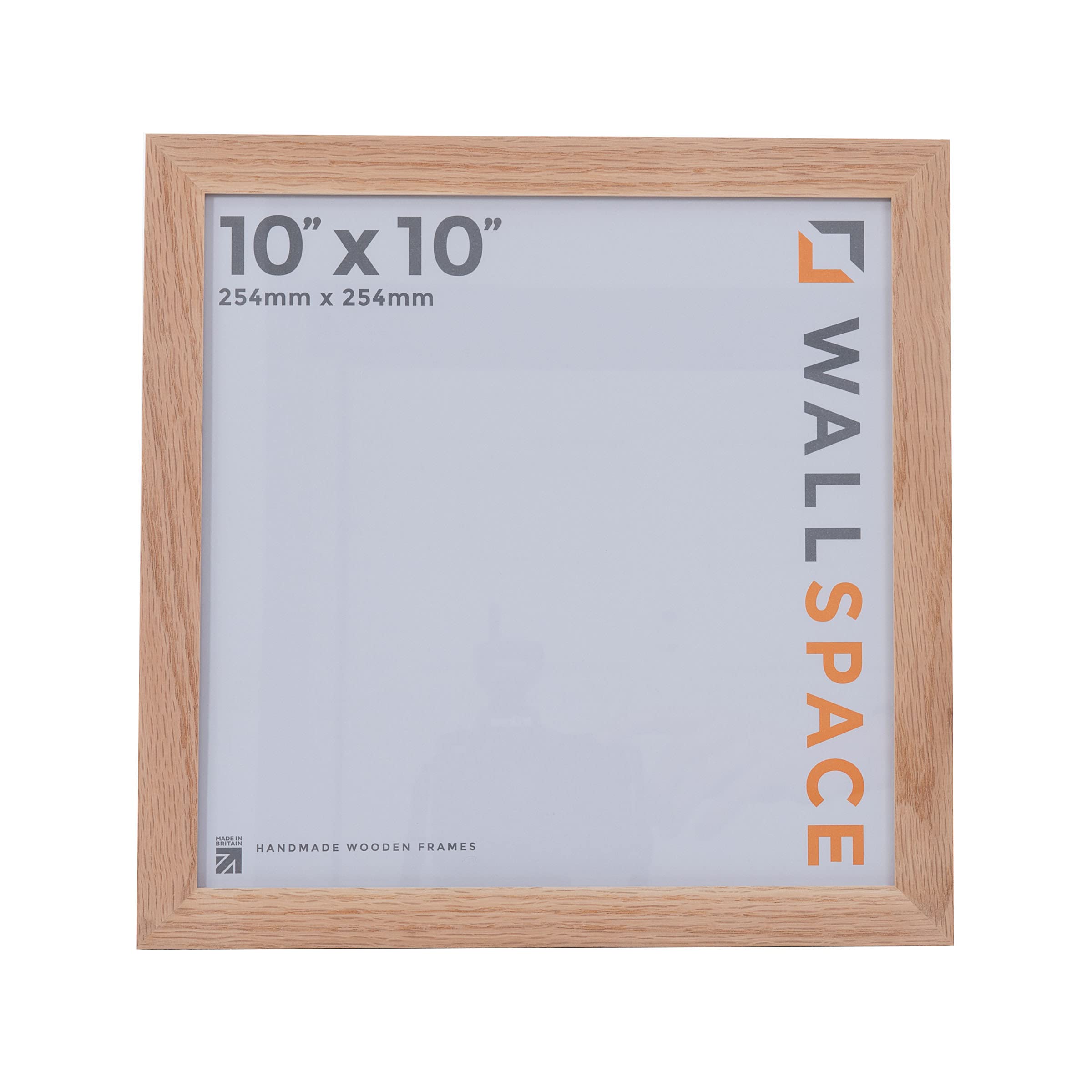 Wall Space 10x10 Oak Picture Frame | Oak Photo Frame 10x10 | 10 x 10 inch | 254x254mm | 25.4x25.4cm | Square | Real Wood with Glass | Handmade Wooden Made in UK — image 1