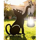 Black Cat Solar Lights Outdoor - Cat Lover Gifts for Mom Woman Grandma,Garden Decor with Butterfly Decorative Metal Stake Housewarming Ornament for Yard Pathway Lawn Patio