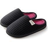 HUXMEYSON Slippers for Women, Warm Memory Foam Comfy House Slippers with Anti-Skid Rubber Sole for Indoor and Outdoor