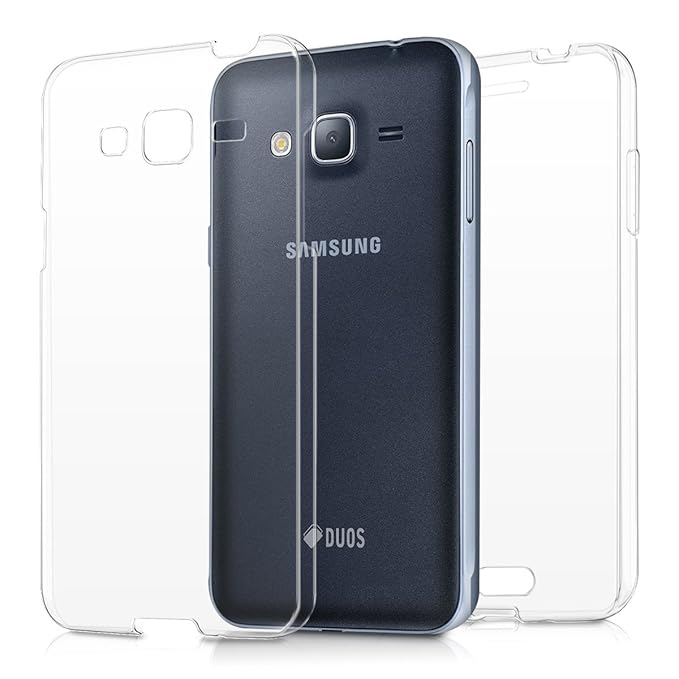 kwmobile Hülle für Samsung Galaxy J3 (2016) DUOS - Full Body TPU Silikon Crystal Case Transparent - Komplett Schutzhülle Cove