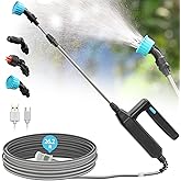 Battery Powered Garden Sprayer Wand, 32 Inch Telescopic With 26.2 FT Hose, 7.4V Rechargeable Electric Watering Handle, 3 Adjustable Nozzles & Filter for Weed, Lawn, Yard