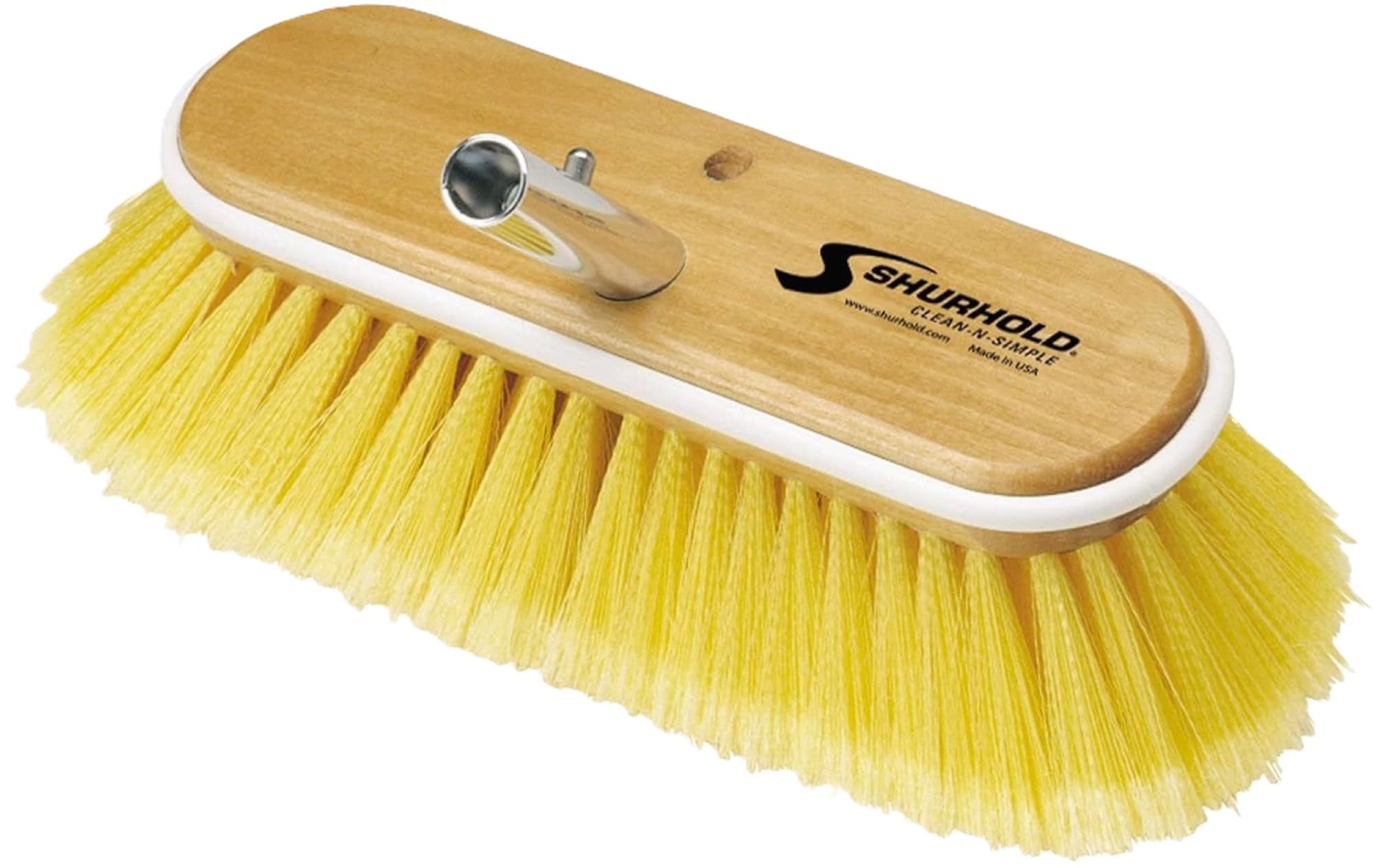 Shurhold 980 10 Inch Soft Bristle Brush, Deck Brush with Yellow Polystyrene Bristles