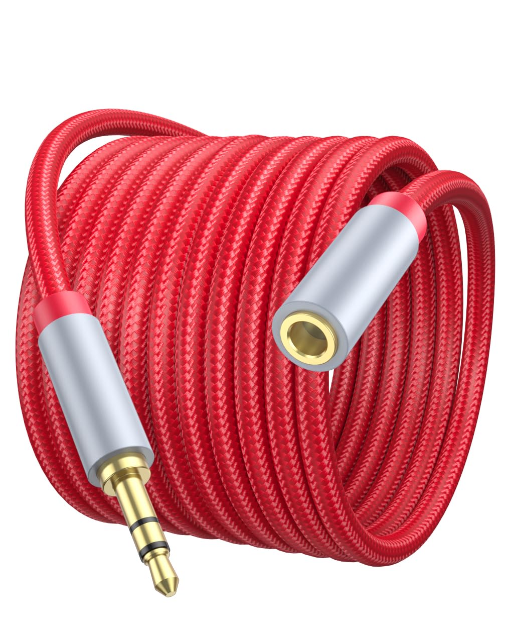 Photo 1 of MORELECS 3.5mm Extension Cable 6.6ft - Headphone Extension Cable Nylon Braided Aux Cord Extender for Smartphones, Tablets, Media Players (No Mic Support) -Red
