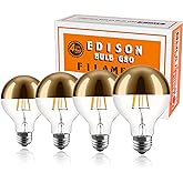KarlunKoy Half Chrome Light Bulb,6W (60W Equivalent) Dimmable LED Edison Bulb,G80/G25 Globe Shape Decorative LED Bulbs,Half G